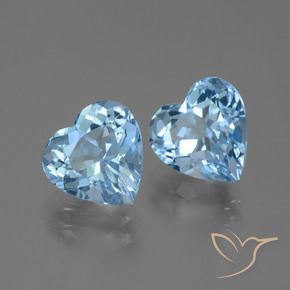 Pedras preciosas de Topázio Céu azul natural de 6.37 ct, Coração, VVS-VS