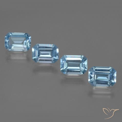 4.18ctw Natural Azul Suíço Topázio, Corte Esmeralda, VVS-VS
