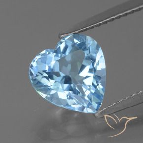 Topázio Azul Suíço Natural 2.83ct, Coração, VS