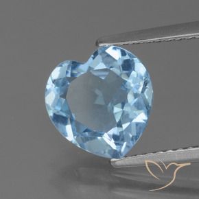 Topázio Azul Suíço Natural 2.70ct, Coração, VVS-VS