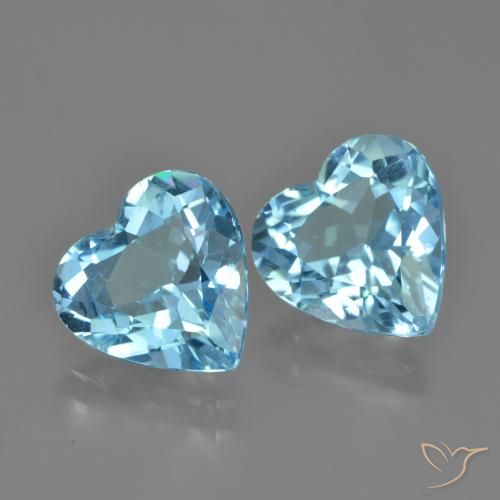 Pedras preciosas de Topázio Azul Suíço natural de 7.89 ct, Coração, VVS