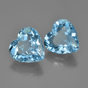 Pedras preciosas de topázio azul natural de 8,08 ct, formato de coração, VVS-VS