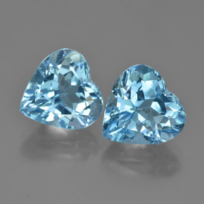 Pedras preciosas de topázio azul natural de 8,80 ct, formato de coração, VVS-VS