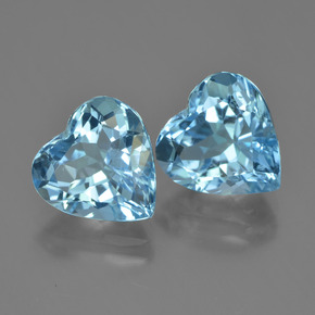 Pedras preciosas de topázio azul natural de 8,80 ct, formato de coração, VVS-VS