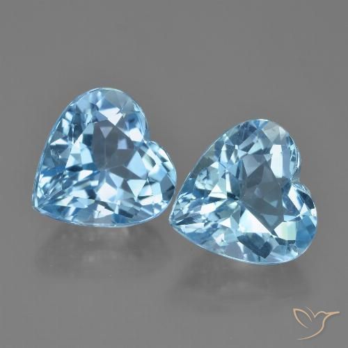 Pedras preciosas de topázio azul natural de 8,61 ct, formato de coração, VVS