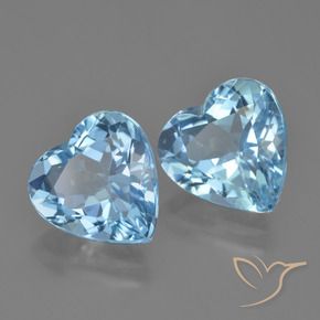Pedras preciosas de topázio azul natural de 8,61 ct, formato de coração, VVS