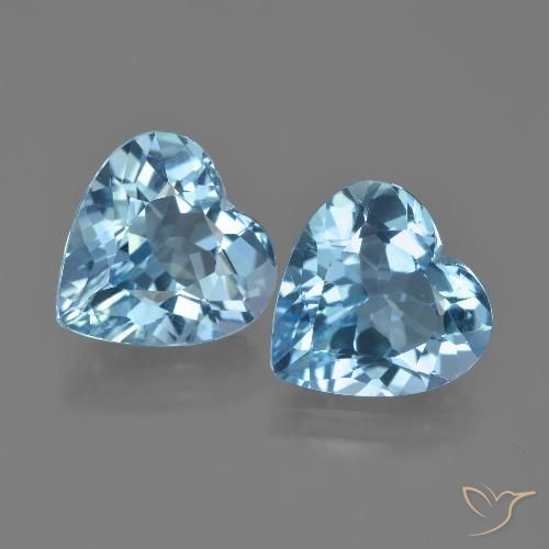 7.83ctw Natural Céu azul Topázio, Coração, VVS-VS