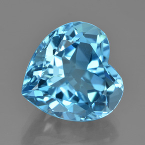 Topázio azul intenso Natural 9.76ct, Formato de coração, VVS