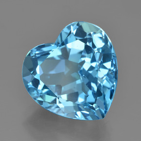Topázio azul intenso Natural 9.76ct, Formato de coração, VVS