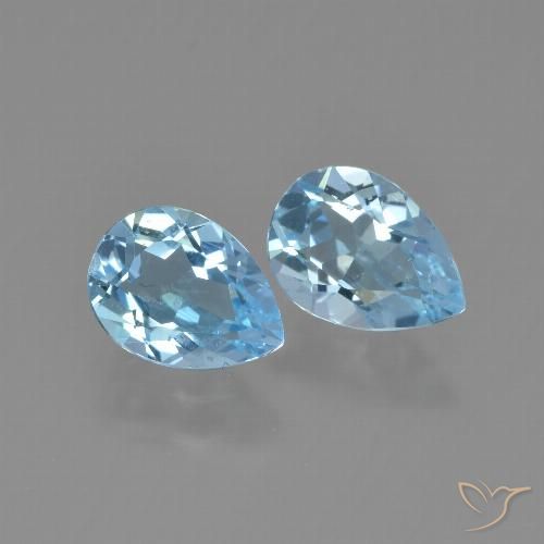 1.70ctw Natural Céu azul Topázio, Formato de pêra, VVS-VS