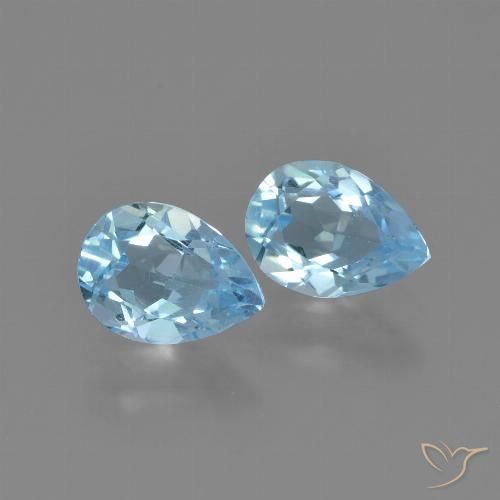 1.55ctw Natural Céu azul Topázio, Formato de pêra, VVS-VS