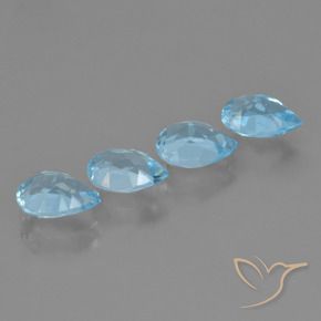 Pedras preciosas de Topázio Azul Suíço natural de 3.43 ct, Formato de pêra, VVS-VS
