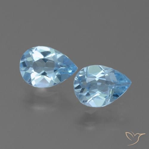 1.64ctw Natural Céu azul Topázio, Formato de pêra, VVS-VS