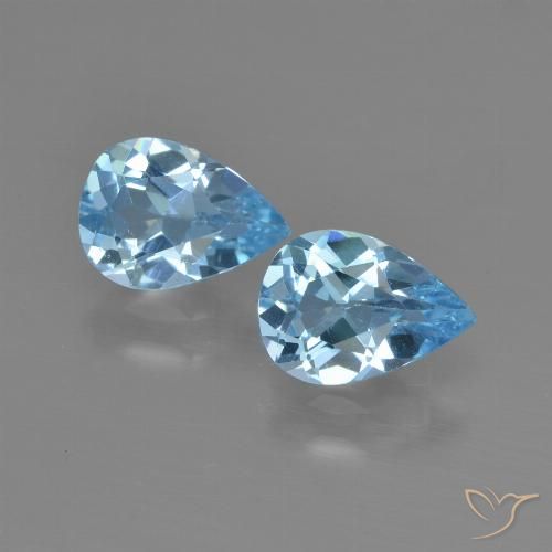 1.53ctw Natural Céu azul Topázio, Formato de pêra, VS