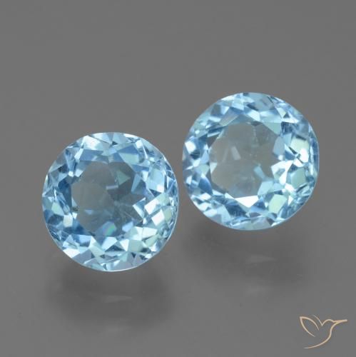 Pedras preciosas de Topázio Céu azul natural de 4.97 ct, Redondo, VS