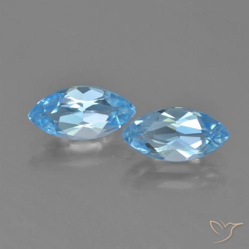 2.60ctw Natural Azul Suíço Topázio, Marquesa, VVS-VS
