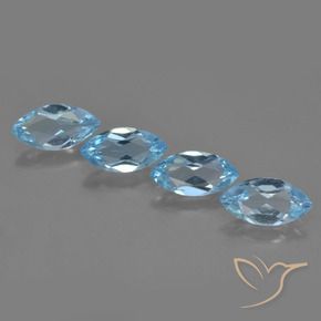 Pedras preciosas de Topázio Azul Suíço natural de 4.05 ct, Marquesa, VVS-VS