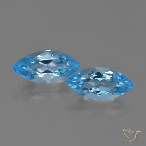 7.54ctw Natural Azul Suíço Topázio, Marquesa, VVS-VS