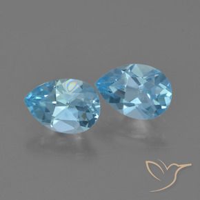 Pedras preciosas de Topázio Céu azul natural de 1.57 ct, Formato de pêra, VS