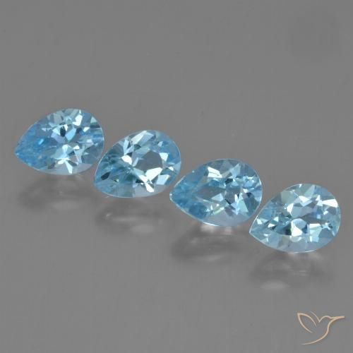3.67ctw Natural Céu azul Topázio, Formato de pêra, VVS-VS