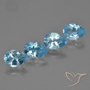Pedras preciosas de Topázio Azul Suíço natural de 3.18 ct, Formato de pêra, VVS-VS