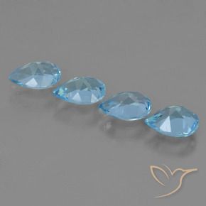 Pedras preciosas de Topázio Azul Suíço natural de 3.20 ct, Formato de pêra, VVS-VS