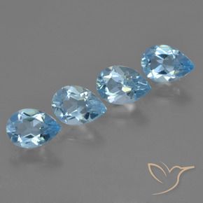 Pedras preciosas de Topázio Azul Suíço natural de 2.96 ct, Formato de pêra, VVS-VS