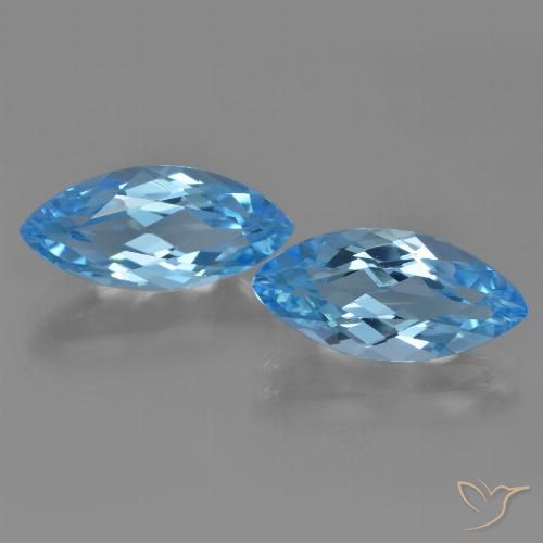7.27ctw Natural Azul Suíço Topázio, Marquesa, VVS