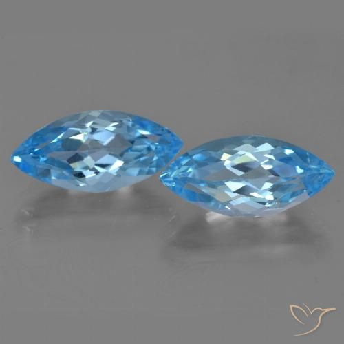 7.67ctw Natural Azul Suíço Topázio, Marquesa, VVS-VS