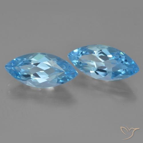 Pedras preciosas de Topázio Azul Suíço natural de 7.46 ct, Marquesa, VVS