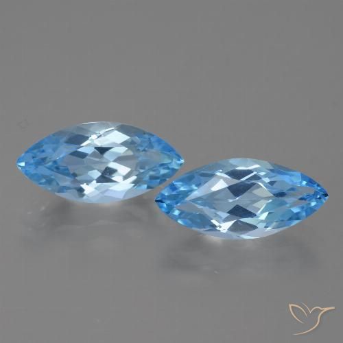 7.57ctw Natural Azul Suíço Topázio, Marquesa, VVS