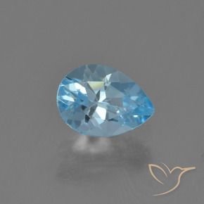 Topázio Céu azul Natural 0.90ct, Formato de pêra, VVS-VS