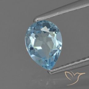 Topázio Céu azul Natural 0.89ct, Formato de pêra, VS