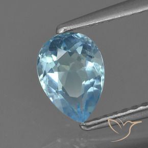 Topázio Céu azul Natural 0.90ct, Formato de pêra, VS