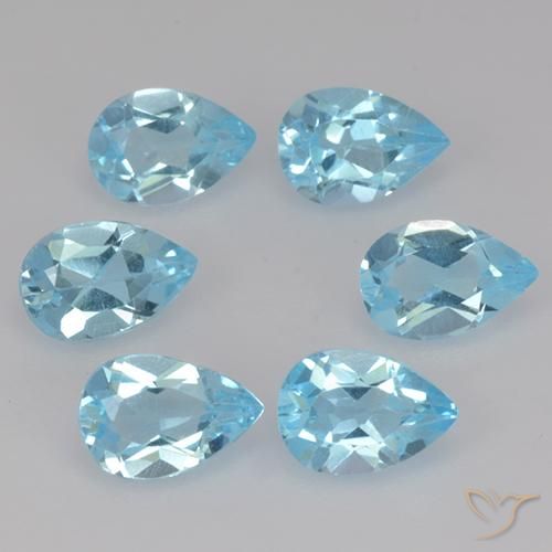 Pedras preciosas de Topázio Céu azul natural de 3.10 ct, Formato de pêra, VS