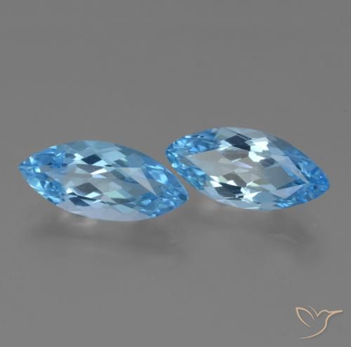 Pedras preciosas de Topázio Azul Suíço natural de 6.87 ct, Marquesa, VVS-VS