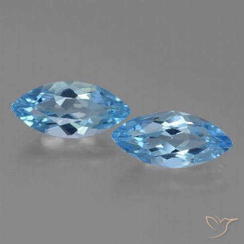 7.05ctw Natural Azul Suíço Topázio, Marquesa, VVS-VS