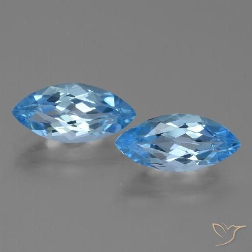 7.67ctw Natural Azul Suíço Topázio, Marquesa, VVS-VS