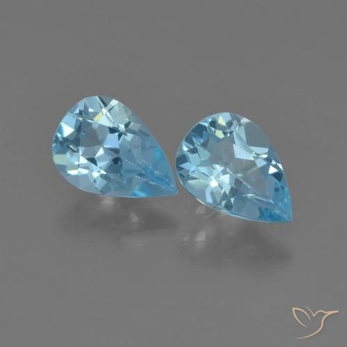 1.54ctw Natural Céu azul Topázio, Formato de pêra, VS