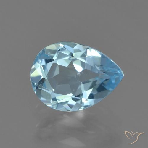 0.88ct Natural Céu azul Topázio, Formato de pêra, VS