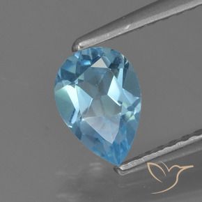 Topázio Azul Suíço Natural 0.88ct, Formato de pêra, VS
