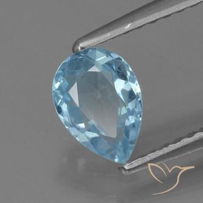 Topázio Céu azul Natural 0.87ct, Formato de pêra, VS