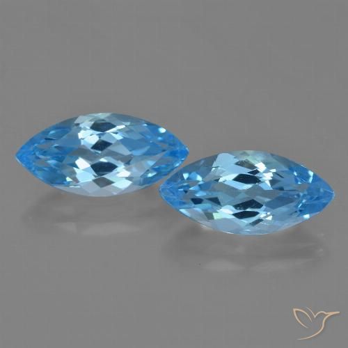 7.95ctw Natural Azul Suíço Topázio, Marquesa, VVS-VS