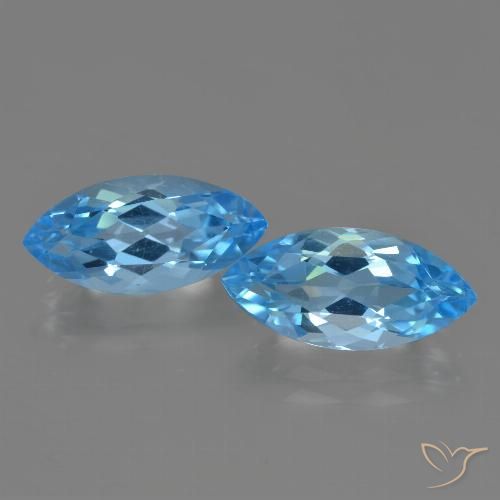 7.76ctw Natural Azul Suíço Topázio, Marquesa, VVS-VS