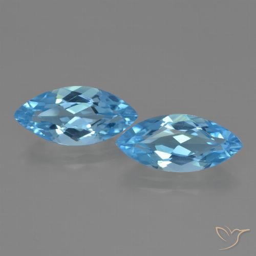 7.05ctw Natural Azul Suíço Topázio, Marquesa, VVS-VS