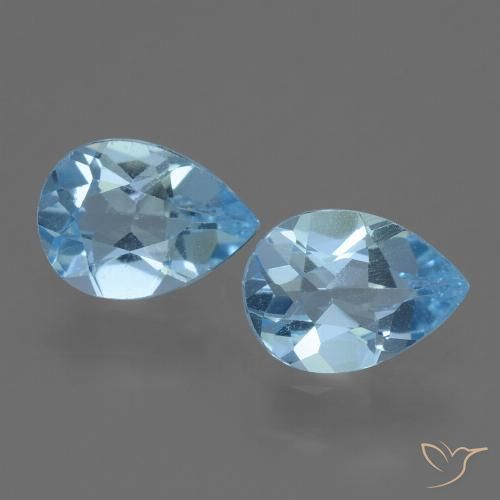 1.53ctw Natural Céu azul Topázio, Formato de pêra, VVS-VS
