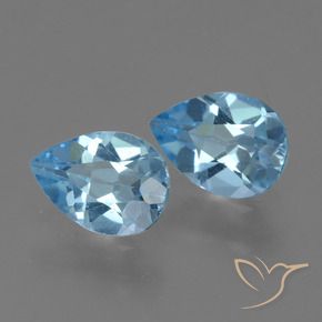 Pedras preciosas de Topázio Azul Suíço natural de 1.58 ct, Formato de pêra, VVS-VS