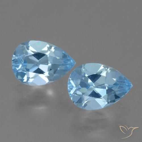 1.70ctw Natural Céu azul Topázio, Formato de pêra, VVS-VS