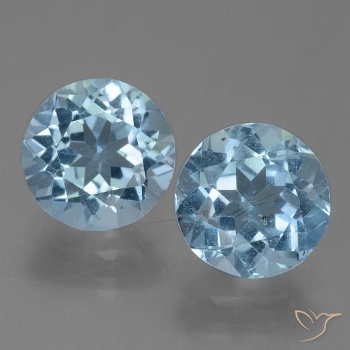 Pedras preciosas de topázio azul natural de 4,19 ct, corte redondo, VS