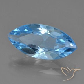 Topázio Azul Suíço Natural 3.56ct, Marquesa, VS